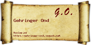 Gehringer Ond névjegykártya